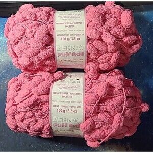 NEW 2 Skeins Bernat Puff Ball Yarn Pink Rose   3.5 oz ea
